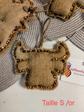 Charger l'image dans la galerie, DÉCORATION D'INTÉRIEUR en toile de jute pailletée et Strass or