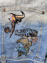 Charger l'image dans la galerie, VESTE en jean femme "taurine"ou "Flamenca"peinte à la main