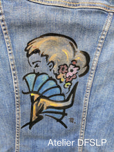 Charger l'image dans la galerie, VESTE en jean femme "taurine"ou "Flamenca"peinte à la main