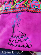 Charger l'image dans la galerie, SAC "TACONES" en SUEDINE "fuschia" impression Flamenca