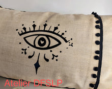 Charger l'image dans la galerie, COUSSIN EN SOIE BOHEME d'inspiration gipsy (IVOIRE)