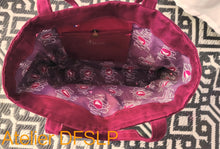 Charger l'image dans la galerie, SAC BOHEME au Ruban brodé en SUEDINE "aubergine" (taille L)