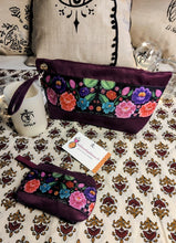 Charger l&#39;image dans la galerie, SAC ou ENSEMBLE POCHETTE /PORTE- MONNAIE,  &quot;FLEURS BOHEMES&quot;
