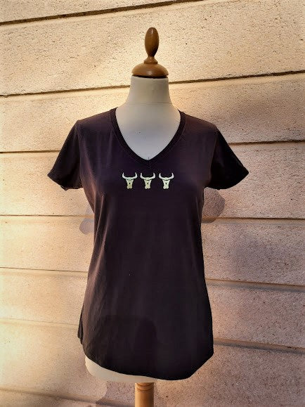 TEE SHIRT FEMME noir, 3 toros or