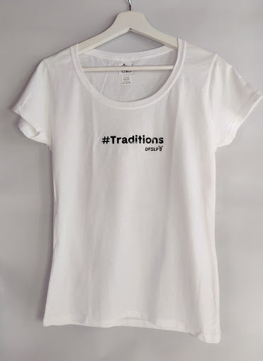 TEE SHIRT FEMME #TRADITIONS du fil sous les platanes- BLANC