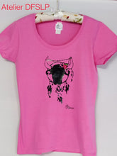 Charger l&#39;image dans la galerie, TEE SHIRT FEMME taureau boheme -fuchsia
