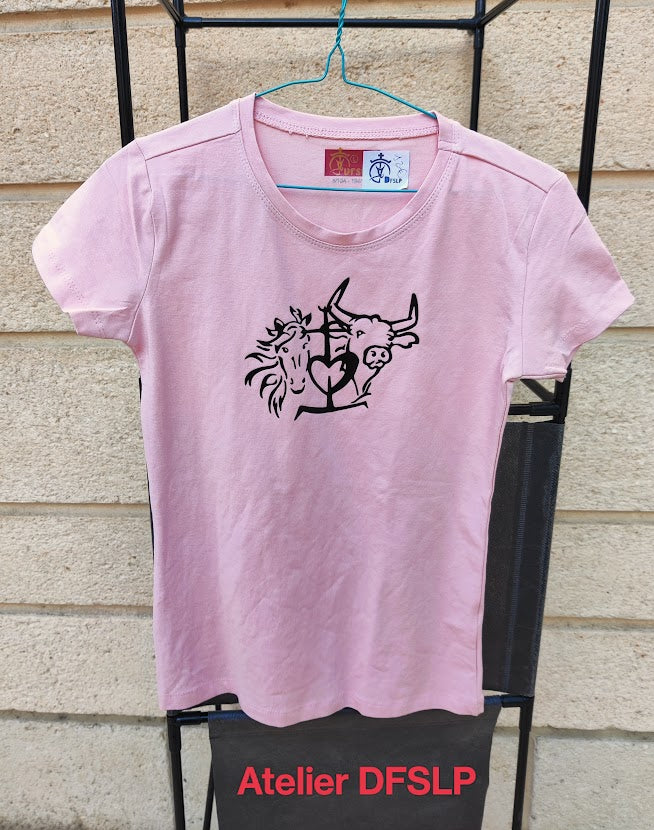 TEE SHIRT ROSE FILLE  